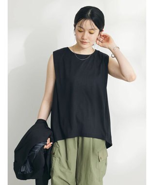 CRAFT STANDARD BOUTIQUE 肩タックノースリーブプルオーバー Black