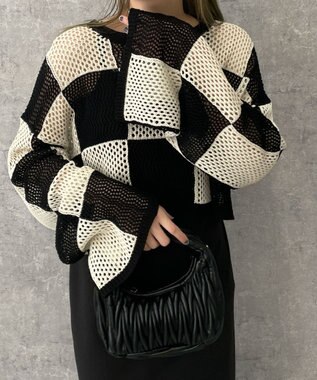 WEGO チェッカーメッシュニット ブラック