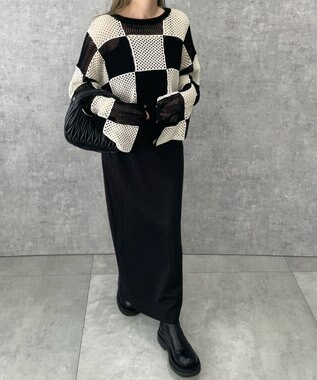 WEGO チェッカーメッシュニット ブラック