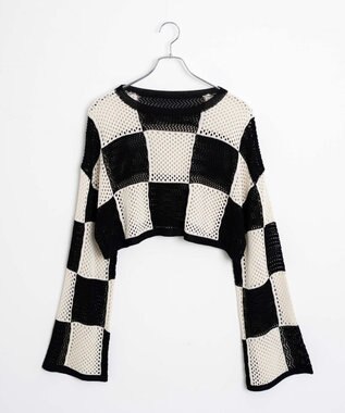 WEGO チェッカーメッシュニット ブラック