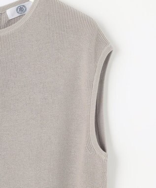 J.PRESS LADIES L 【洗える】コットンアセテート畦 ニットベスト ライトグレー系
