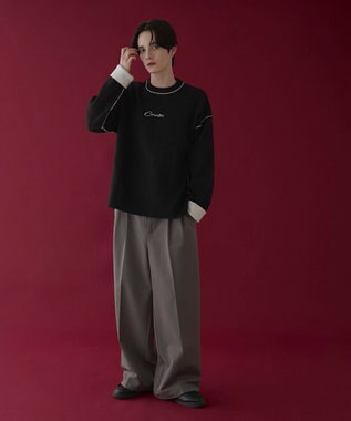 WEGO アウトリンキングニットプルオーバー ブラック