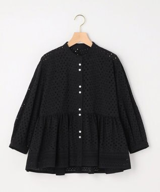 組曲 【先行予約】エンブロイダリーレーススタンドネック ブラウス ブラック系
