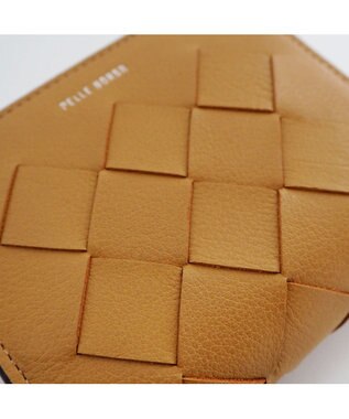 PELLE BORSA メッシュL字ファスナーミニ財布 Chrono Weave クロノウィーブ 5842 キャメル