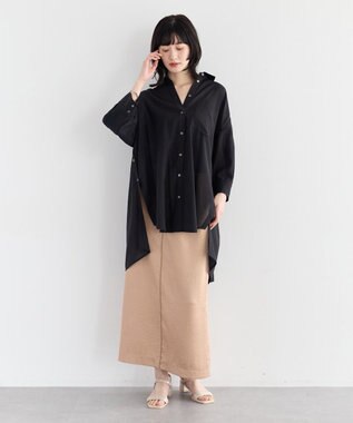 YECCA VECCA シャイニーツイルナロースカート Beige