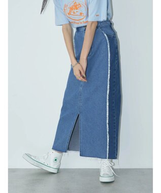 earth music&ecology Ｌｅｅ×ｅ．ｍ．ａ．ｅ　切替デニムスカート Indigo