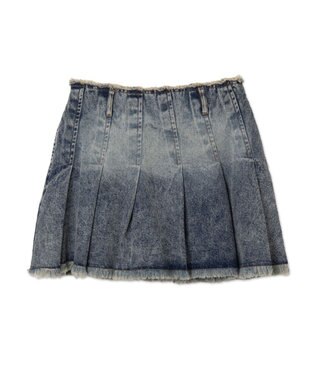 WEGO ヴィンテージウォッシュプリーツスカパン デニム中濃加工色