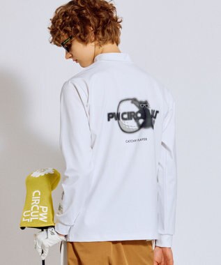 PW CIRCULUS 【吸水速乾 /  UV遮蔽率99.9% UVカット / ストレッチ】【MEN】アニマルグラフィックロングスリーブモックT  ゴルフ ホワイト系1