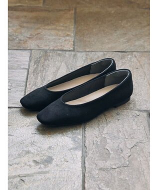 AMERICAN HOLIC 【整履き】スクエアトゥスェードフラットシューズ Black