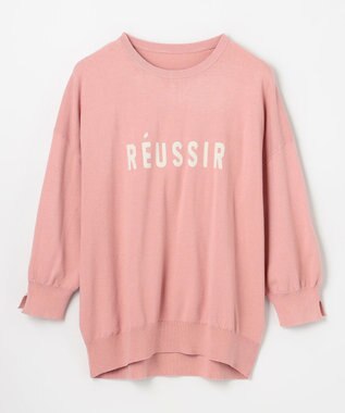 ANY インターシャロゴニットプルオーバー ピンク×エクリュ