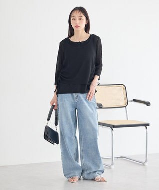 earth music&ecology ウエストアシメデニムパンツ Light Indigo