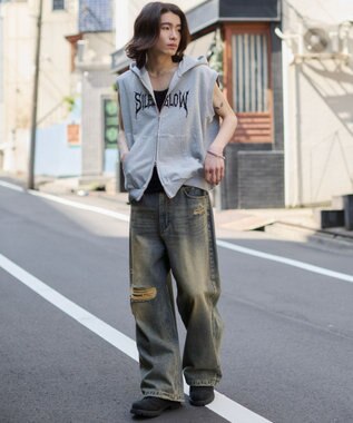 WEGO ノースリZIPパーカー 杢グレー