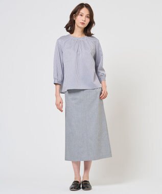 J.PRESS LADIES S TCリネン ドライツイル ナロー スカート グレーシャンブレー系