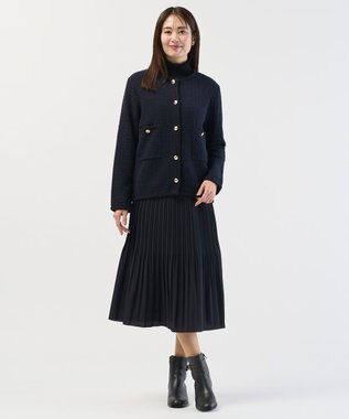 J.PRESS LADIES S NEW TWEED ニット ジャケット ネイビー系