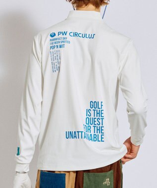 PW CIRCULUS 【吸水速乾 / UV遮蔽率99.5% UVカット / ストレッチ】【MEN】ハーフジップロングスリーブモックT ゴルフ ホワイト系