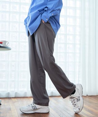 WEGO 【ウエストゴム】TRイージーストレートパンツ ダークグレー