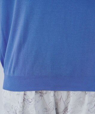 Tiaclasse L 【洗える】ビジュー付きフレンチニット ブルー