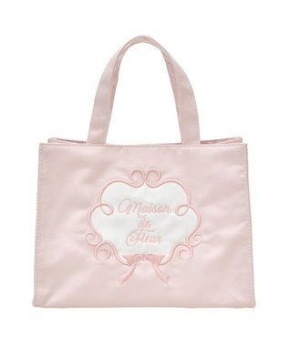 Maison de FLEUR コットンキャンディ刺繍トートバッグ Pink Beige