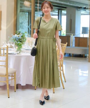 Tiaclasse 【洗える】サイドリボンドロストワンピース ライム