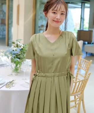 Tiaclasse 【洗える】サイドリボンドロストワンピース ライム