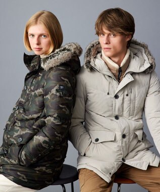 JOSEPH ABBOUD MOUNTAIN 【ECOファー/撥水/9ポケット】カモフラージュ ダウン コート カーキ系6