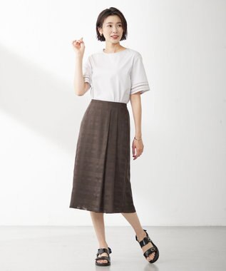 J.PRESS LADIES S 【接触冷感・UVケア】コンパクトコットンスムース 刺繍スリーブ カットソー ライトグレー系