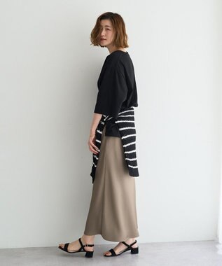 YECCA VECCA 【UVカット】ワイドスリーブ箔プリントTee Black