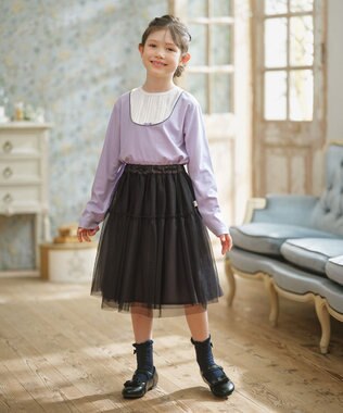 組曲 KIDS 【150-160㎝】【接触冷感・UVカット】サラリとヨークデザイン トップス ラベンダー