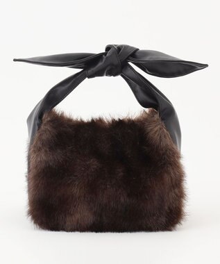 23区 フェイクファー2WAY ショルダー バッグ ダークブラウン系