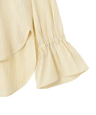 AMERICAN HOLIC スタンドフリルストライプスキッパーブラウス Yellow