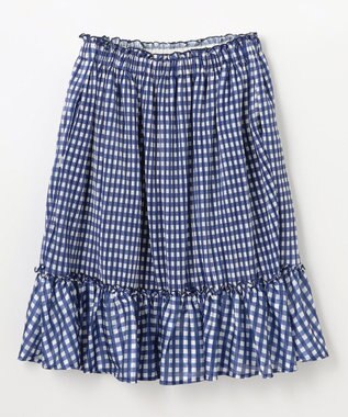 組曲 KIDS 【150-160㎝】ギンガムチェックプリーツ スカート ネイビー系