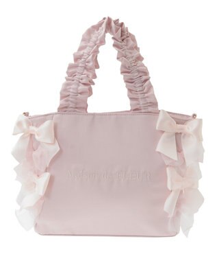 Maison de FLEUR リボンギャザーハンドル2Wayトートバッグ Pink