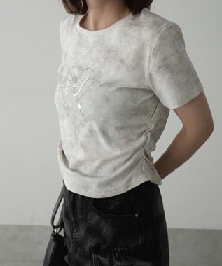 WEGO メタリックバタフライサークルロゴT ホワイトアイボリー