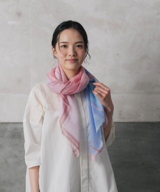 POLS 播州織 極細コットンストール ピンク