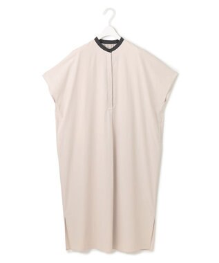 ICB L 【接触冷感・UVカット・洗える】RENUソフトタイプライター バンドカラーワンピース トープ×ブラック系