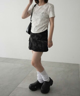 WEGO メタリックバタフライサークルロゴT ホワイトアイボリー