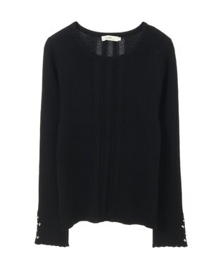 earth music&ecology パール＆ビジュースリーブプルオーバー Black