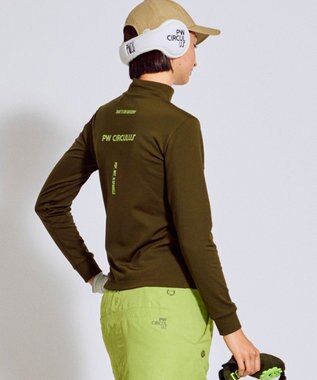 PW CIRCULUS 【裏起毛であたたか】【WOMEN】CATモチーフ  裏起毛ロングスリーブモックネックT   ゴルフウェア レディース カーキ系