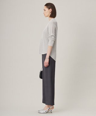 ICB 【洗える】 ペーパーブレンドシャインニット Vネックプルオーバー チャコール系