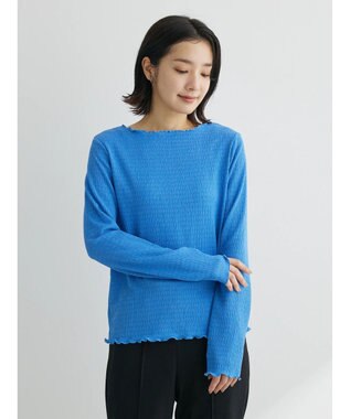 Green Parks ボートネックシャーリングカットプルオーバー Blue