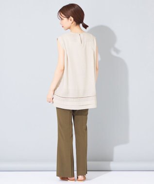 SHARE PARK LADIES 【洗える】ウォッシャブルリネン　ノースリブラウス サンドベージュ