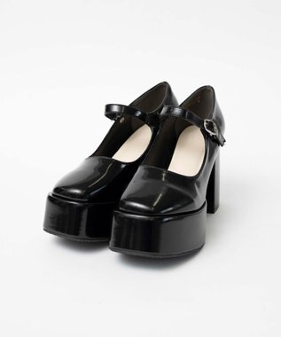 WEGO ボリュームヒールストラップシューズ ブラックその他