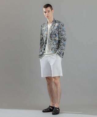 JOSEPH HOMME 新型・新柄【洗える/ストレッチ/シワになりにくい】クールドッツストレッチ メキシカンプリント ジャケット ホワイト系5