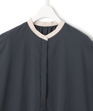 ICB L 【接触冷感・UVカット・洗える】RENUソフトタイプライター バンドカラーワンピース ネイビー×トープ系