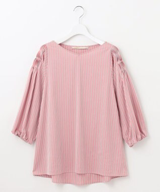 自由区 【XSサイズ～/洗える】ストレッチシャーティング ブラウス ピンク系1