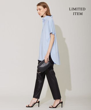 ICB 【WEB限定】ブラウスライクスムース スタンドカラーカットソー スカイブルー系