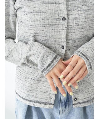 earth music&ecology メランジリブカーディガン（ｇｒａｙ） Gray Mixture