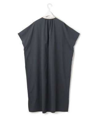 ICB L 【接触冷感・UVカット・洗える】RENUソフトタイプライター バンドカラーワンピース ネイビー×トープ系