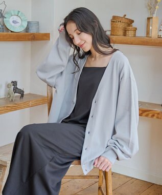 WEGO 【ユニセックス着用ITEM/MLサイズ展開】ドロップショルダーカーディガン ライトグレー