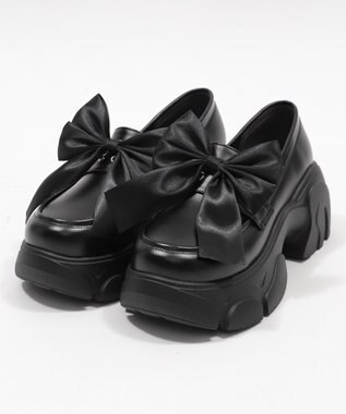 WEGO 2wayリボン厚底ローファー ブラック